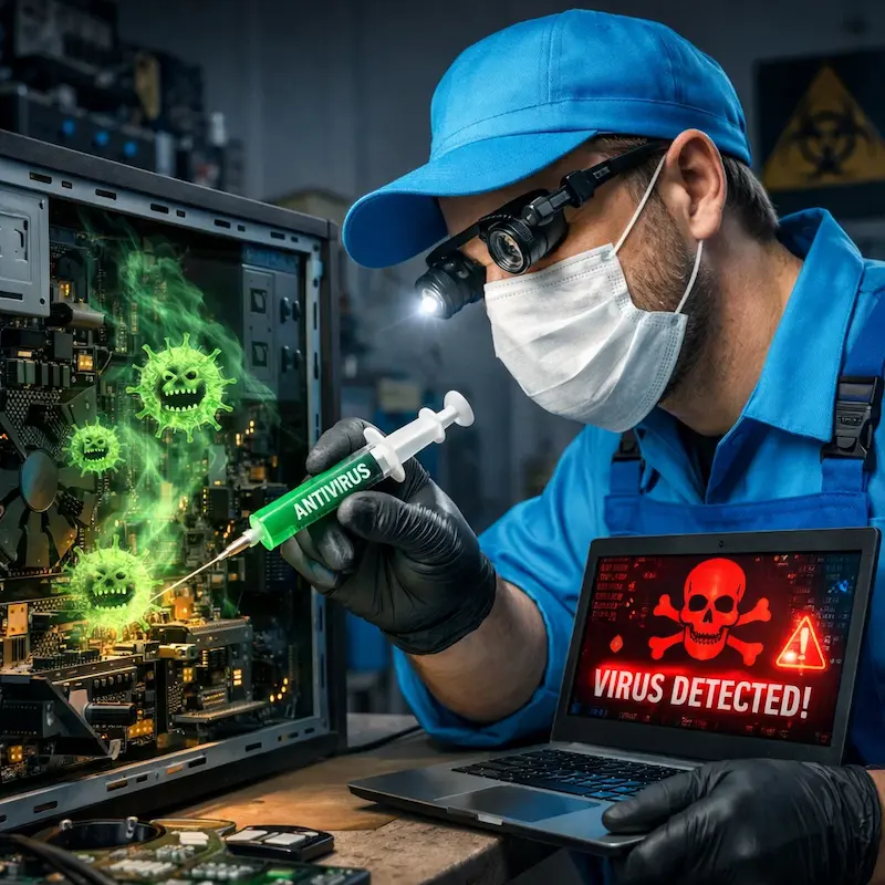 Лечение компьютера от вирусов в Гатчине на дому